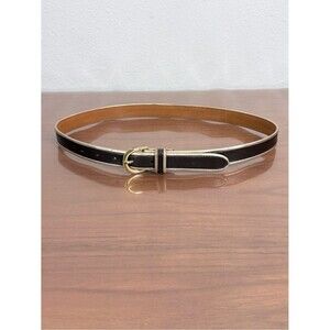 Lauren Ralph Lauren Brown Leather Belt with Gold Trim M